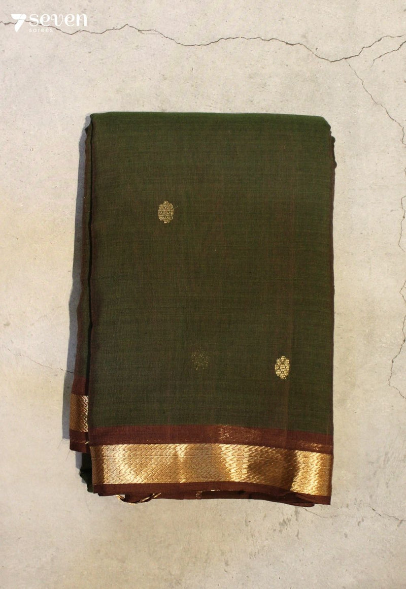 Varnikya Signature Seven Handloom Green Bangalore Pure Cotton Saree - Seven Sarees - Saree - Seven Sarees