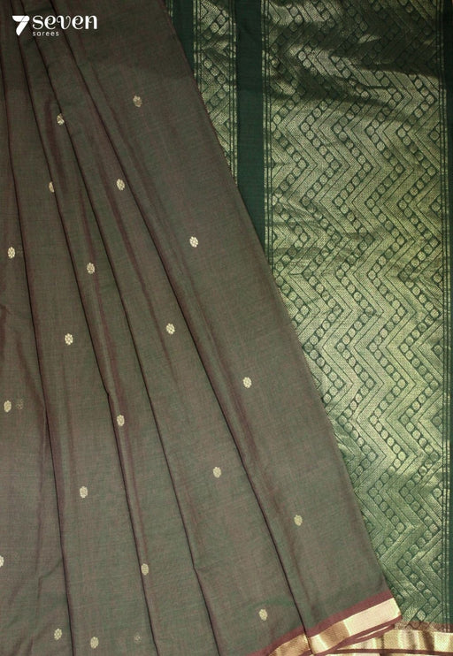 Varnikya Signature Seven Handloom Green Bangalore Pure Cotton Saree - Seven Sarees - Saree - Seven Sarees