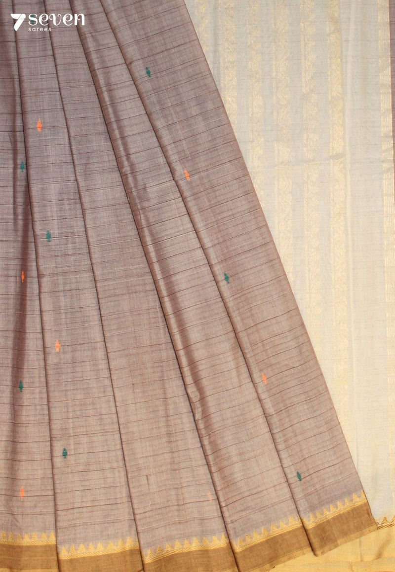 Varnili Signature Seven Handloom Mauve Bangalore Pure Cotton Saree - Seven Sarees - Saree - Seven Sarees