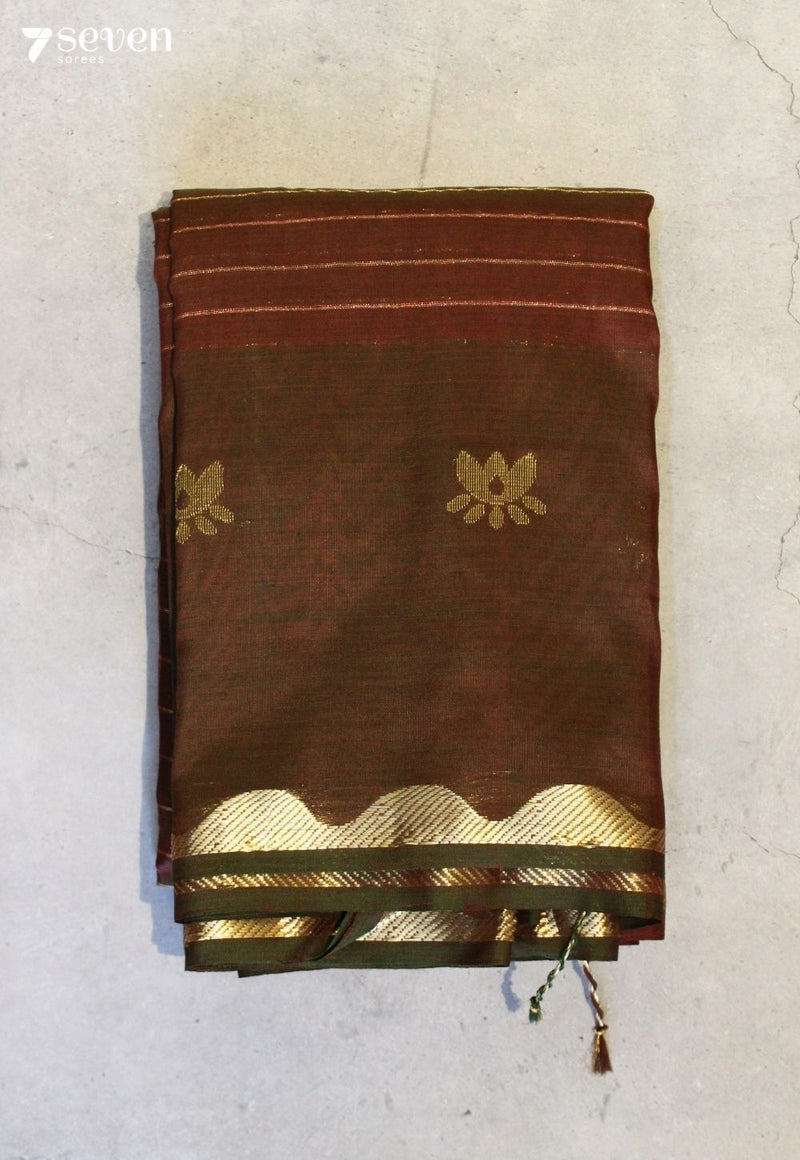 Vashrini Signature Seven Handloom Brick Red Bangalore Vegan Silk Saree - Seven Sarees - Saree - Seven Sarees