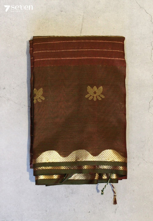 Vashrini Signature Seven Handloom Brick Red Bangalore Vegan Silk Saree - Seven Sarees - Saree - Seven Sarees