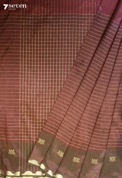 Vashrini Signature Seven Handloom Brick Red Bangalore Vegan Silk Saree - Seven Sarees - Saree - Seven Sarees