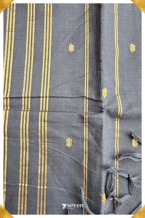 Vasini Madurai Black Pure Cotton Saree - Seven Sarees - Saree - Seven Sarees