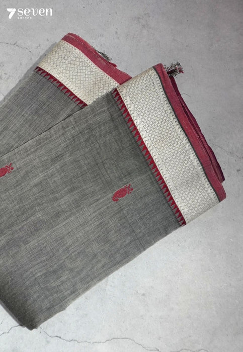 Vastraa Signature Seven Handloom Blue Bangalore Pure Cotton Saree - Seven Sarees - Saree - Seven Sarees