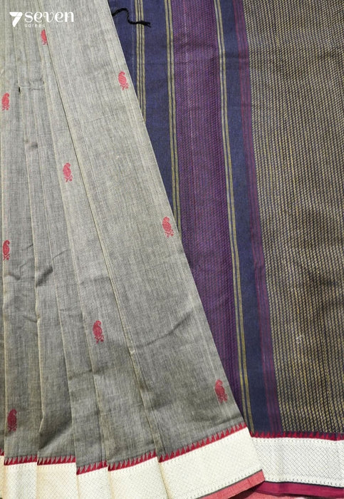 Vastraa Signature Seven Handloom Blue Bangalore Pure Cotton Saree - Seven Sarees - Saree - Seven Sarees