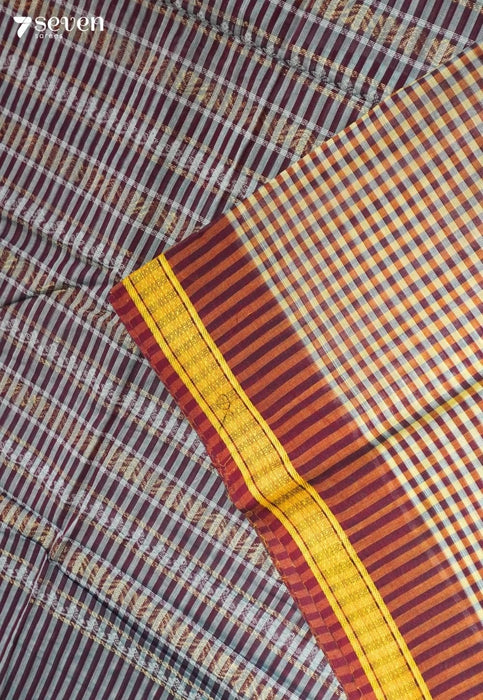 Vastraaya Signature Seven Handloom Red Bangalore Pure Cotton Saree - Seven Sarees - Saree - Seven Sarees