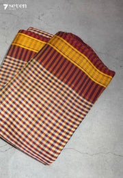 Vastraaya Signature Seven Handloom Red Bangalore Pure Cotton Saree - Seven Sarees - Saree - Seven Sarees