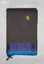 Vasundhara Signature Seven Handloom Olive Purple Bangalore Pure Cotton Saree - view 2