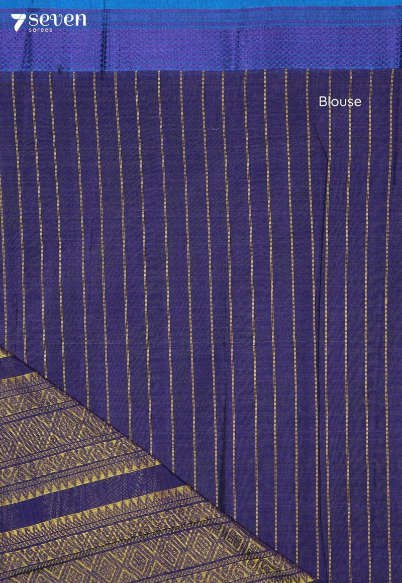 Vasundhara Signature Seven Handloom Olive Purple Bangalore Pure Cotton Saree - view 4