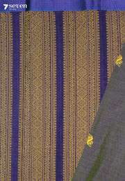 Vasundhara Signature Seven Handloom Olive Purple Bangalore Pure Cotton Saree - view 3