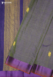 Vasundhara Signature Seven Handloom Olive Purple Bangalore Pure Cotton Saree - view 5