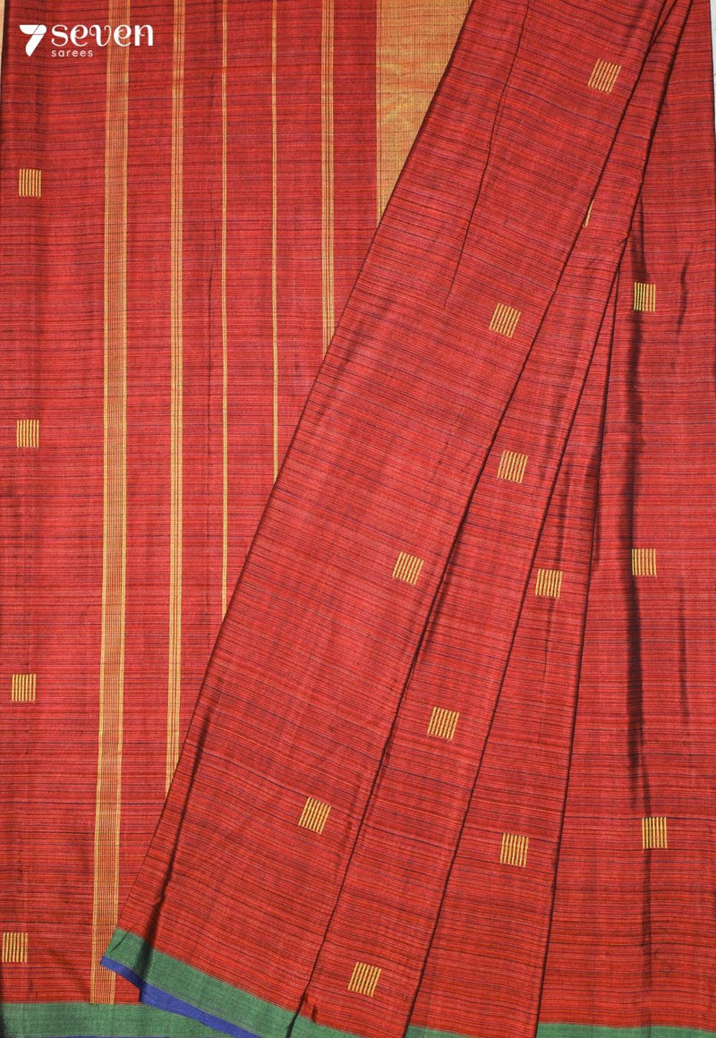 Vatsala Signature Seven Handloom Orange Bangalore Pure Cotton Saree - view 1