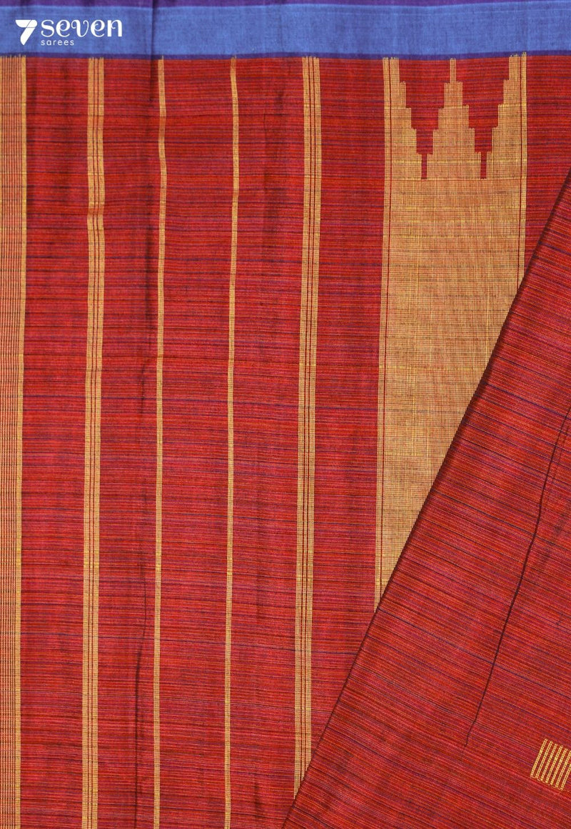 Vatsala Signature Seven Handloom Orange Bangalore Pure Cotton Saree - view 3
