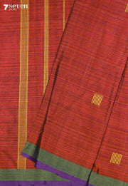 Vatsala Signature Seven Handloom Orange Bangalore Pure Cotton Saree - view 5
