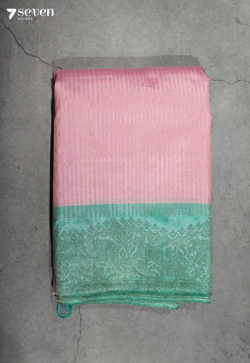 Vatsala Signature Seven Handloom Pink Bangalore Pure Silk Saree|Silk Mark Certified - Seven Sarees - Saree - Seven Sarees