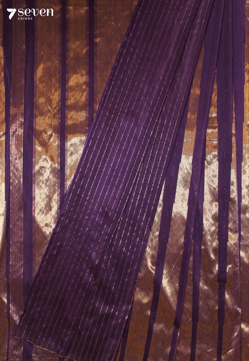 Vatsari Signature Seven Handloom Purple Bangalore Pure Silk Cotton Saree (Half n Half) - view 1