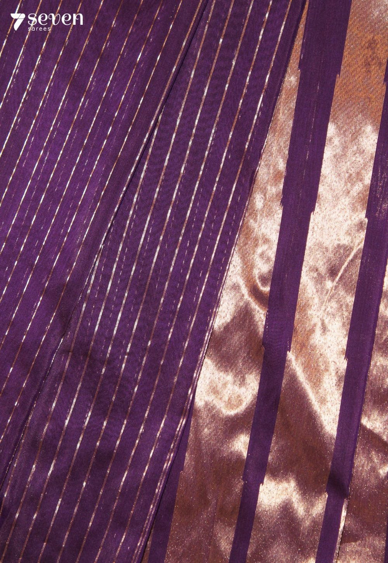 Vatsari Signature Seven Handloom Purple Bangalore Pure Silk Cotton Saree (Half n Half) - view 5