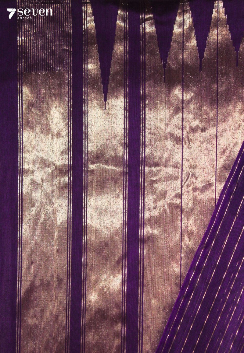 Vatsari Signature Seven Handloom Purple Bangalore Pure Silk Cotton Saree (Half n Half) - view 3