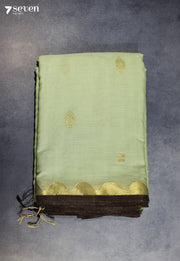 Vayirika Signature Seven Handloom Pista Green Bangalore Pure Cotton Saree - Seven Sarees - Saree - Seven Sarees