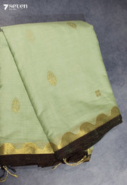 Vayirika Signature Seven Handloom Pista Green Bangalore Pure Cotton Saree - Seven Sarees - Saree - Seven Sarees