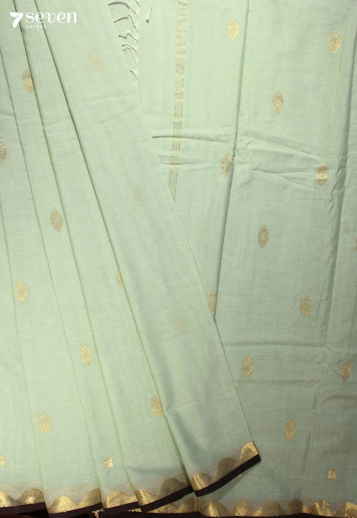 Vayirika Signature Seven Handloom Pista Green Bangalore Pure Cotton Saree - Seven Sarees - Saree - Seven Sarees