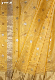Vedrini Chanderi Handloom Yellow Silk Cotton Saree - Seven Sarees - Seven Sarees