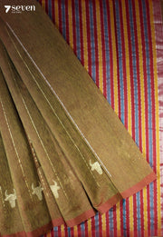 Veekshika Signature Seven Handloom Brown Bangalore Pure Silk Cotton Saree - Seven Sarees - Saree - Seven Sarees