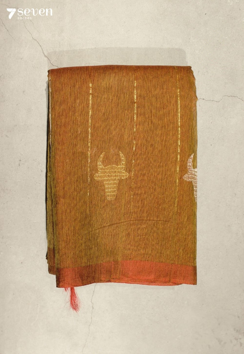 Veekshika Signature Seven Handloom Brown Bangalore Pure Silk Cotton Saree - Seven Sarees - Saree - Seven Sarees