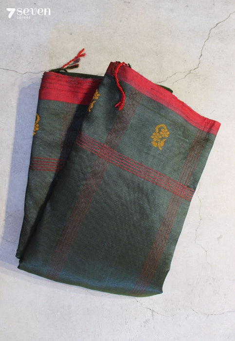 Veeravaibhava Signature Seven Handloom Green Bangalore Vegan Silk Saree - Seven Sarees - Saree - Seven Sarees