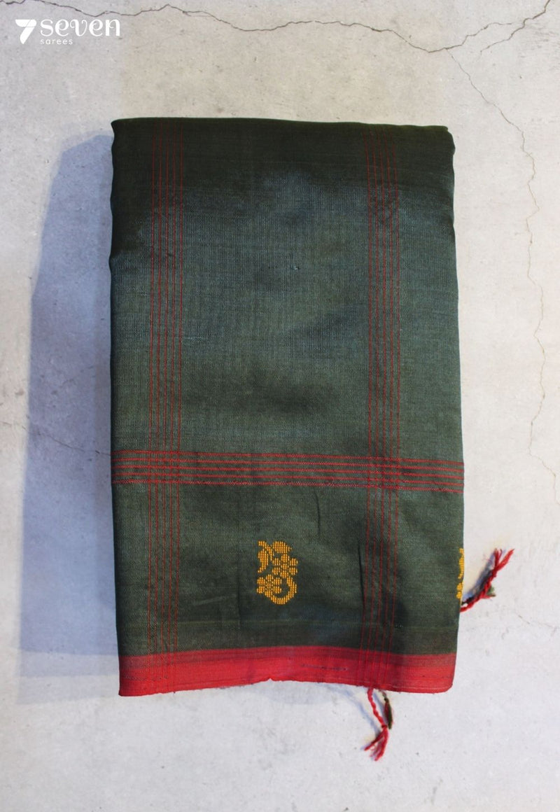Veeravaibhava Signature Seven Handloom Green Bangalore Vegan Silk Saree - Seven Sarees - Saree - Seven Sarees