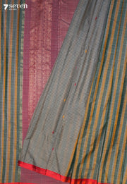 Vehraya Signature Seven Handloom Grey Bangalore Pure Cotton Half N Half Saree - Seven Sarees - Saree - Seven Sarees