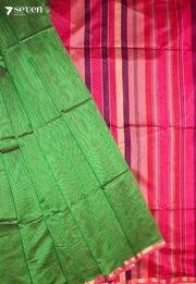 Velanthi Maheshwari Handloom Green Silk Cotton Saree - Seven Sarees - Seven Sarees
