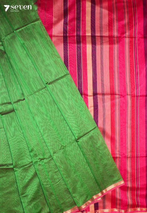 Velanthi Maheshwari Handloom Green Silk Cotton Saree - Seven Sarees - Seven Sarees