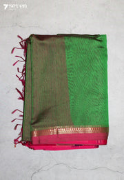 Velanthi Maheshwari Handloom Green Silk Cotton Saree - Seven Sarees - Seven Sarees