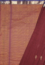 Velira Signature Seven Handloom Maroon Bangalore Pure Cotton Saree - Seven Sarees - Saree - Seven Sarees
