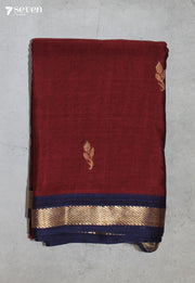 Velira Signature Seven Handloom Maroon Bangalore Pure Cotton Saree - Seven Sarees - Saree - Seven Sarees