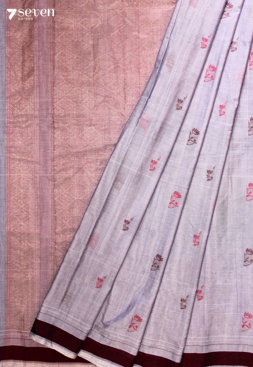 Velora Signature Seven Handloom Grey Bangalore Pure Cotton Saree - Seven Sarees - Saree - Seven Sarees