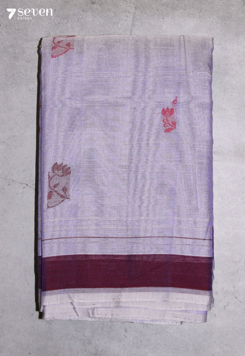 Velora Signature Seven Handloom Grey Bangalore Pure Cotton Saree - Seven Sarees - Saree - Seven Sarees