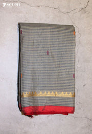 Velraya Signature Seven Handloom Grey Bangalore Pure Cotton Saree - Seven Sarees - Saree - Seven Sarees