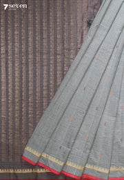 Velraya Signature Seven Handloom Grey Bangalore Pure Cotton Saree - Seven Sarees - Saree - Seven Sarees