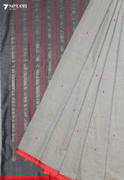 Velruni Signature Seven Handloom Grey Bangalore Pure Cotton Saree - Seven Sarees - Saree - Seven Sarees