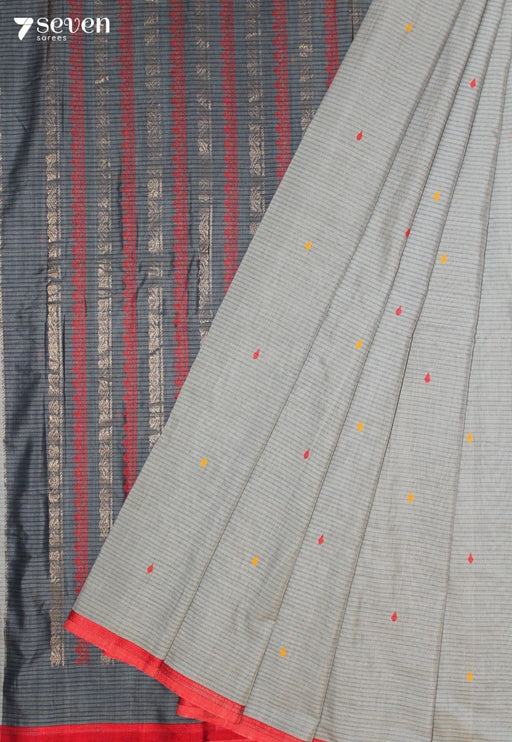 Velruni Signature Seven Handloom Grey Bangalore Pure Cotton Saree - Seven Sarees - Saree - Seven Sarees