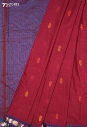 Veluri Signature Seven Handloom Red Bangalore Pure Cotton Saree - Seven Sarees - Saree - Seven Sarees
