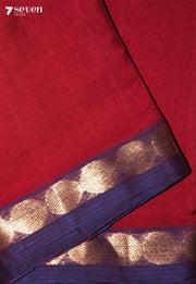 Veluri Signature Seven Handloom Red Bangalore Pure Cotton Saree - Seven Sarees - Saree - Seven Sarees
