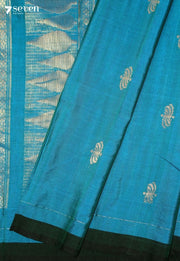 Velvani Signature Seven Handloom Blue Bangalore Pure Cotton Saree - Seven Sarees - Saree - Seven Sarees