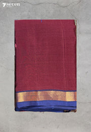 Velvaya Signature Seven Handloom Maroon Bangalore Pure Cotton Saree - Seven Sarees - Saree - Seven Sarees