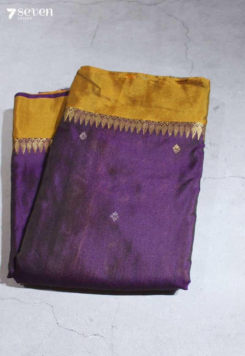 Velvet Raindrops Signature Seven Handloom Purple Bangalore Pure Silk Cotton Saree - Seven Sarees - Saree - Seven Sarees