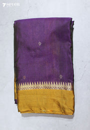 Velvet Raindrops Signature Seven Handloom Purple Bangalore Pure Silk Cotton Saree - Seven Sarees - Saree - Seven Sarees