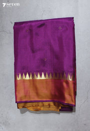 Velvet Raindrops Signature Seven Handloom Purple Bangalore Pure Silk Saree|Silk Mark Certified - Seven Sarees - Saree - Seven Sarees