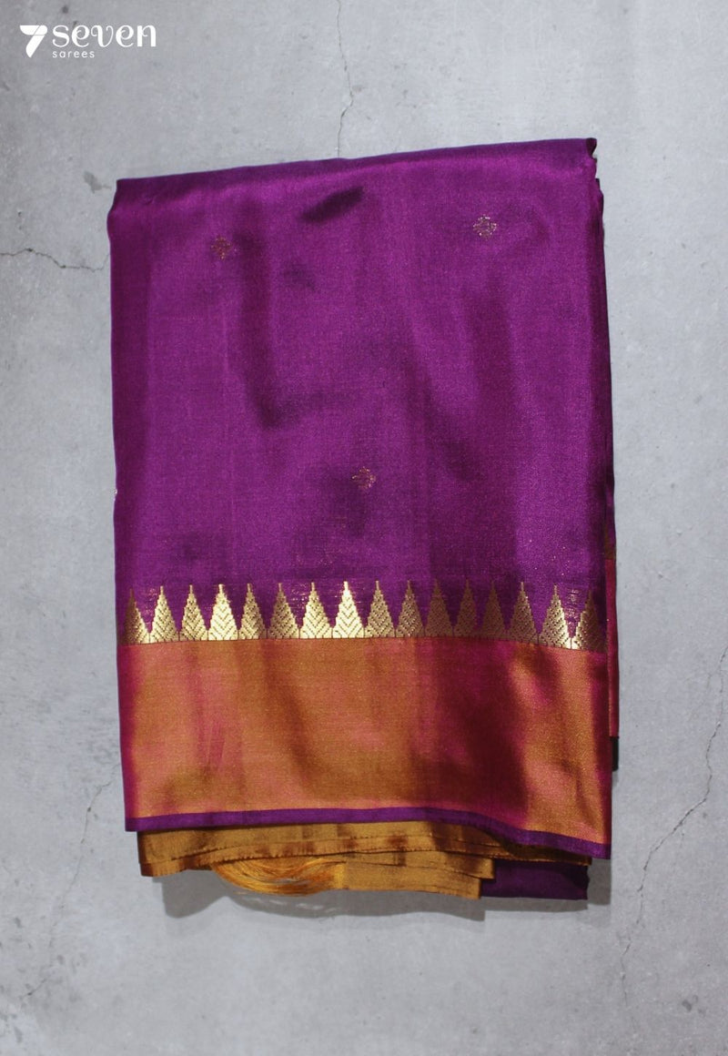 Velvet Raindrops Signature Seven Handloom Purple Bangalore Pure Silk Saree|Silk Mark Certified - Seven Sarees - Saree - Seven Sarees